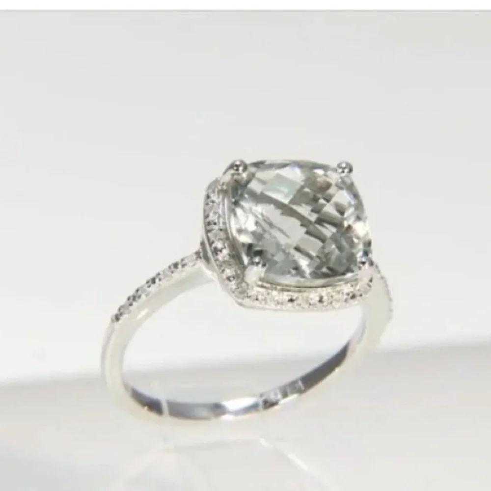 Natural Diamond Green Amethyst Ring